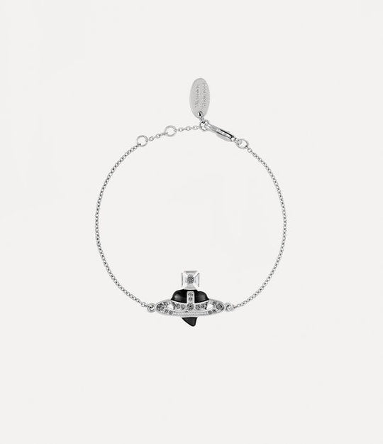 New Diamante Heart Bracelet - Silver/Black - 6102021T-02P136