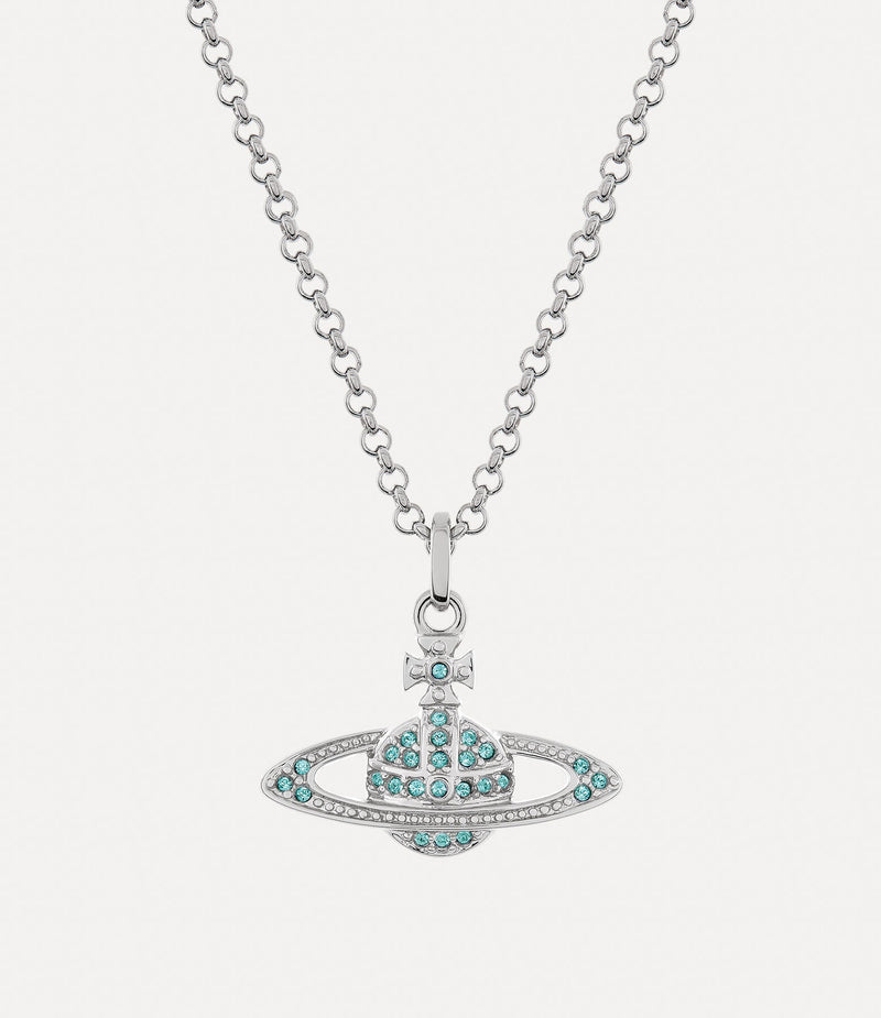 Mini Bas Relief Pendant - Silver/Aqua - 63020086-02P763