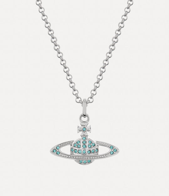 Mini Bas Relief Pendant - Silver/Aqua - 63020086-02P763