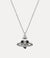 New Diamante Heart Pendant - Silver/Black - 630203BM-02P136