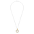 Zirconia Cushion Pearl Necklace with Pendant - Silver/Gold