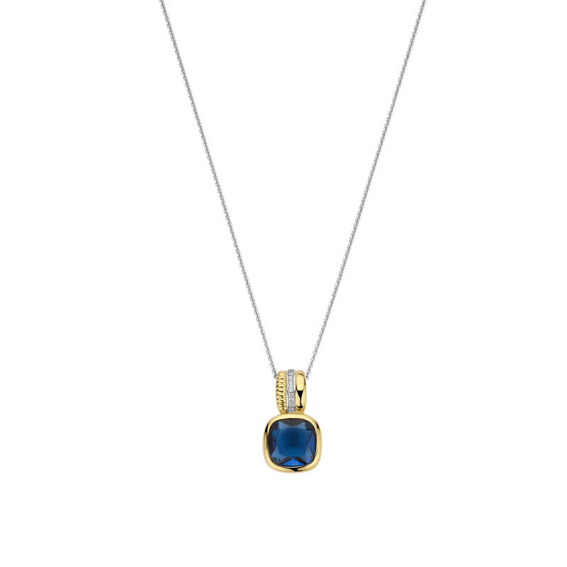 Blue Cushion Structure Necklace with Pendant - Gold/Silver