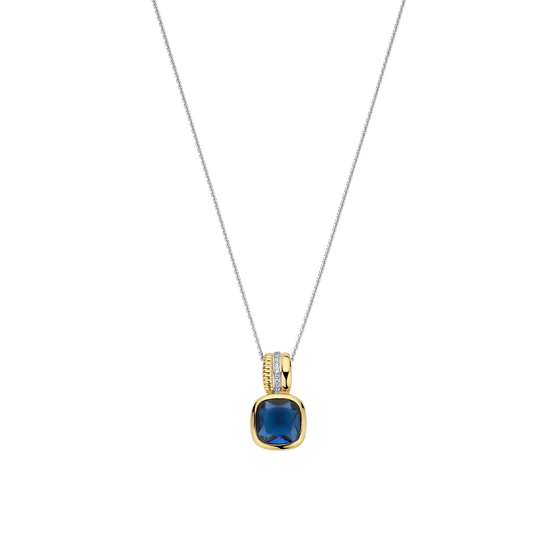 Blue Cushion Structure Necklace with Pendant - Gold/Silver