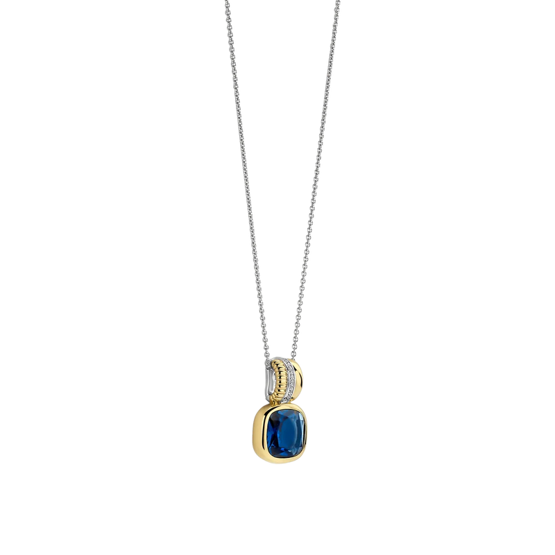 Blue Cushion Structure Necklace with Pendant - Gold/Silver