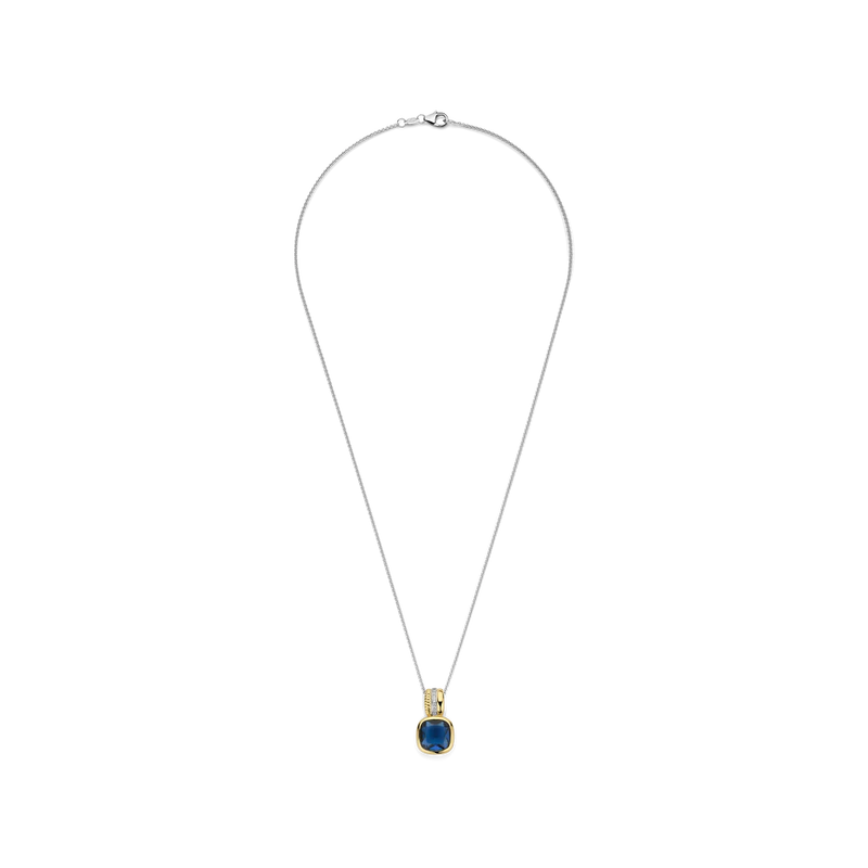 Blue Cushion Structure Necklace with Pendant - Gold/Silver