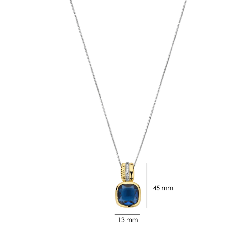 Blue Cushion Structure Necklace with Pendant - Gold/Silver