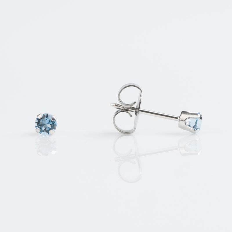 Aquamarine Crystal Stud Earrings, 4mm - 9ct White Gold - 7509-54103