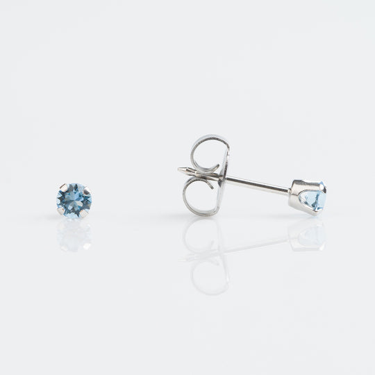Aquamarine Crystal Stud Earrings, 4mm - 9ct White Gold - 7509-54103