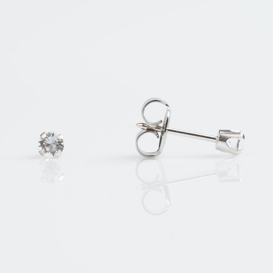 Crystal Stud Earrings, 3mm - 9ct White Gold - 7509-5104