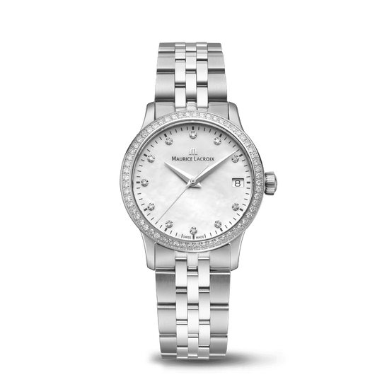 1975 Quartz Ladies Watch With Diamonds, 33mm - White - 751006-SD502-170-1