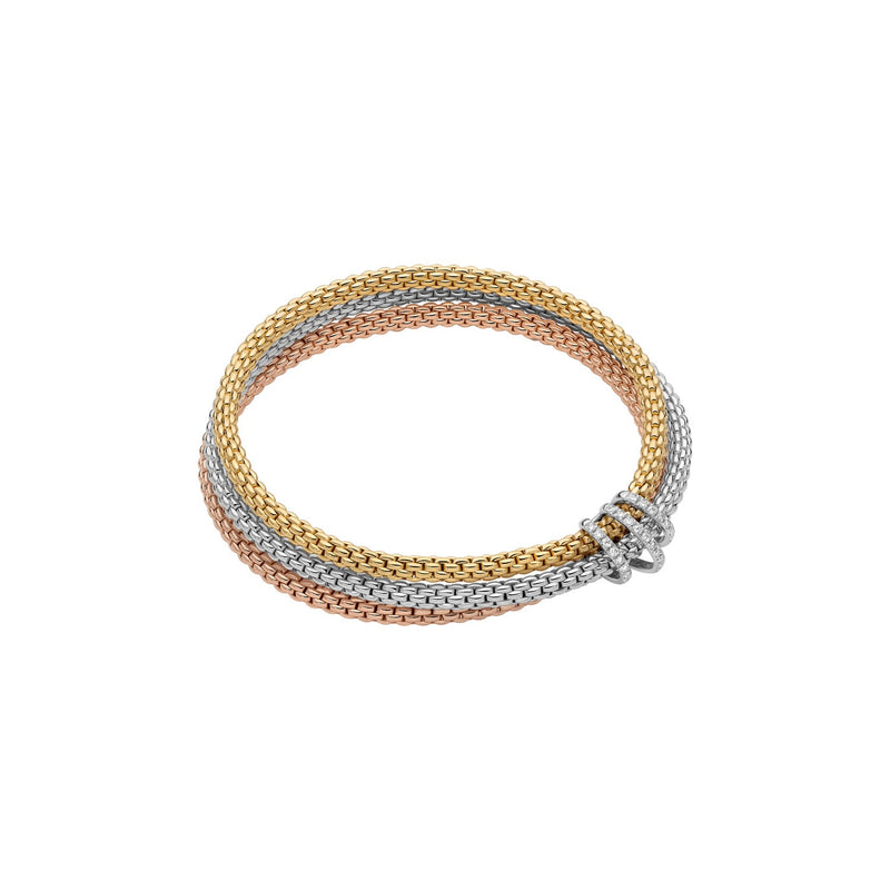 Prima Flex'It Bracelet With Diamond Pave’, Medium - 18ct Yellow/White/Rose Gold - 75108BX_PB_4_XBX_00M