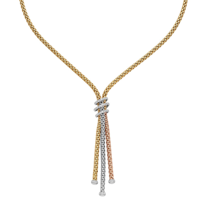 Prima Necklace With Diamond Pave’ - 18ct Yellow/White/Rose Gold - 75108CX_PB_4_BBX_043