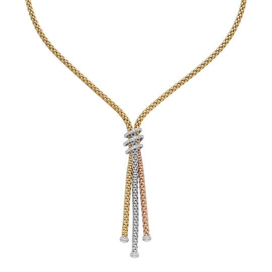 Prima Necklace With Diamond Pave’ - 18ct Yellow/White/Rose Gold - 75108CX_PB_4_BBX_043