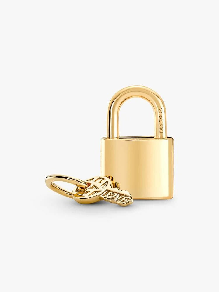 Padlock & Key Dangle Charm - 14ct Gold Plated - 760088C01