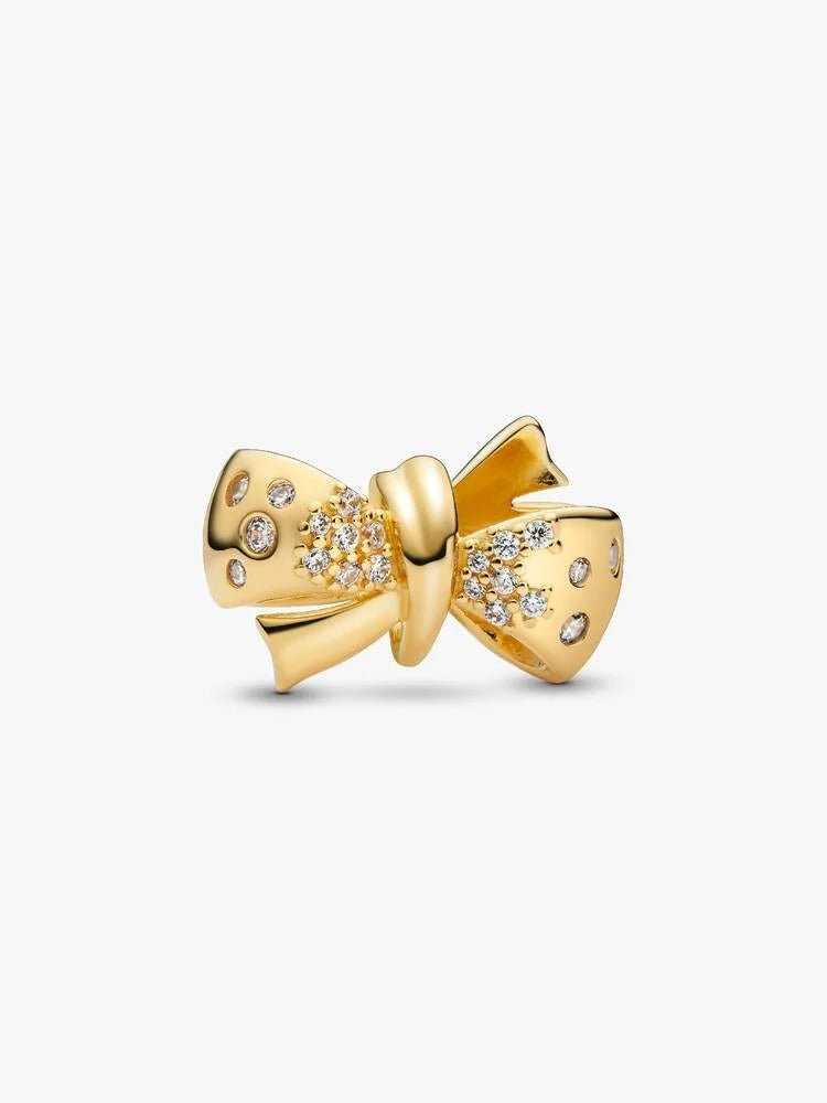 Sparkling Bow Charm - 14ct Gold Plated - 763442C01