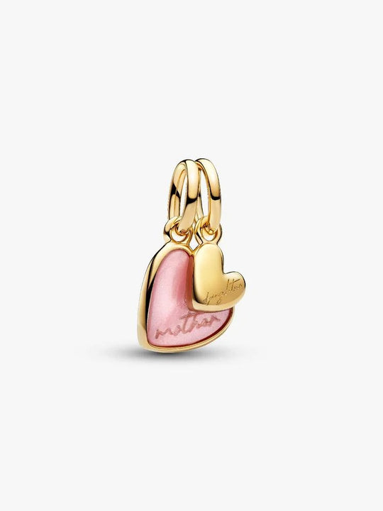 Pink Mother & Daughter Splittable Dangle Charm - 14ct Gold Plated - 763766C01