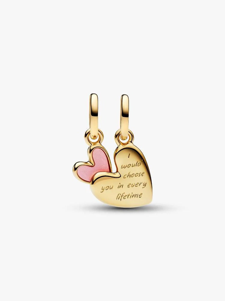 Pink Mother & Daughter Splittable Dangle Charm - 14ct Gold Plated - 763766C01