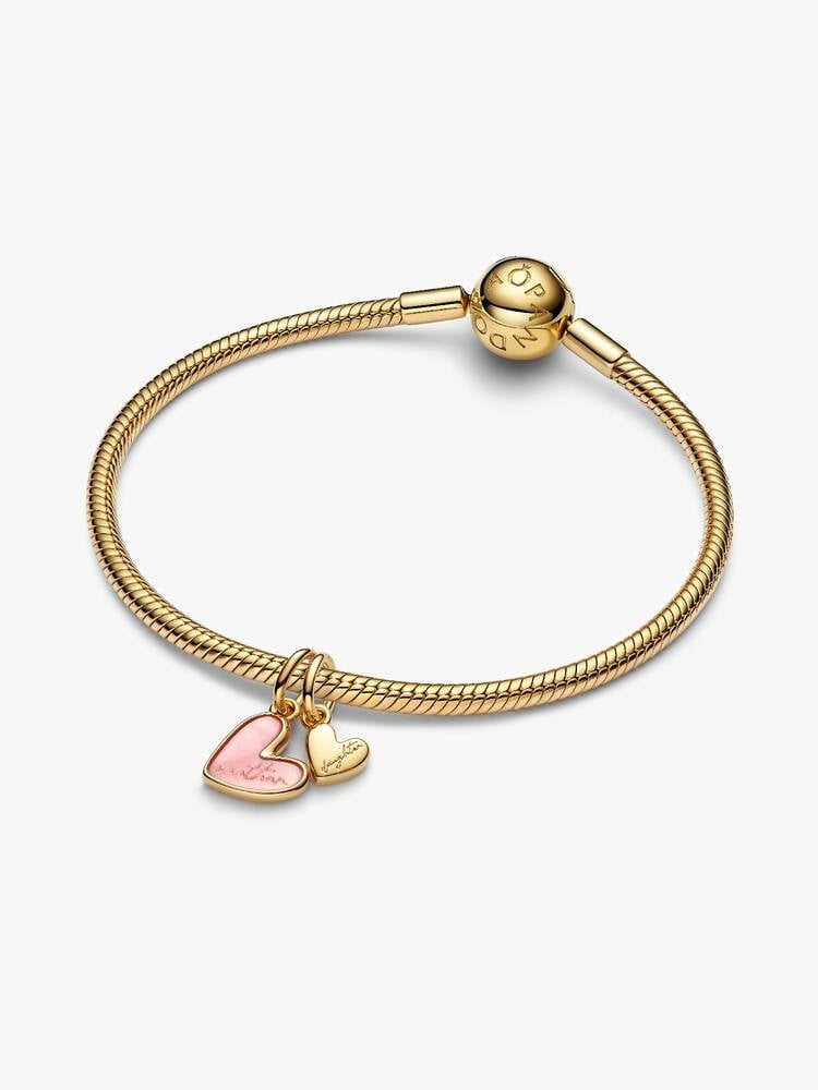 Pink Mother & Daughter Splittable Dangle Charm - 14ct Gold Plated - 763766C01