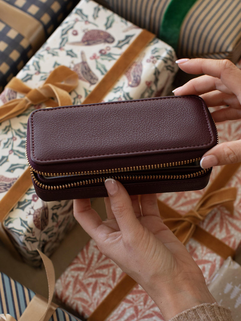 Medium Zipped Travel Jewellery Box - Burgundy - 76422