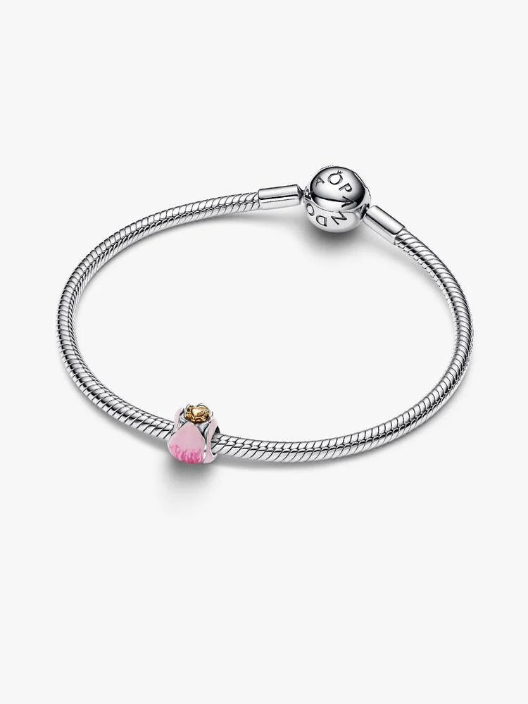 Pink Tulip Charm - Sterling Silver