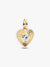 Radiating White Heart Medallion Charm - 14ct Gold Plated - 764409C01