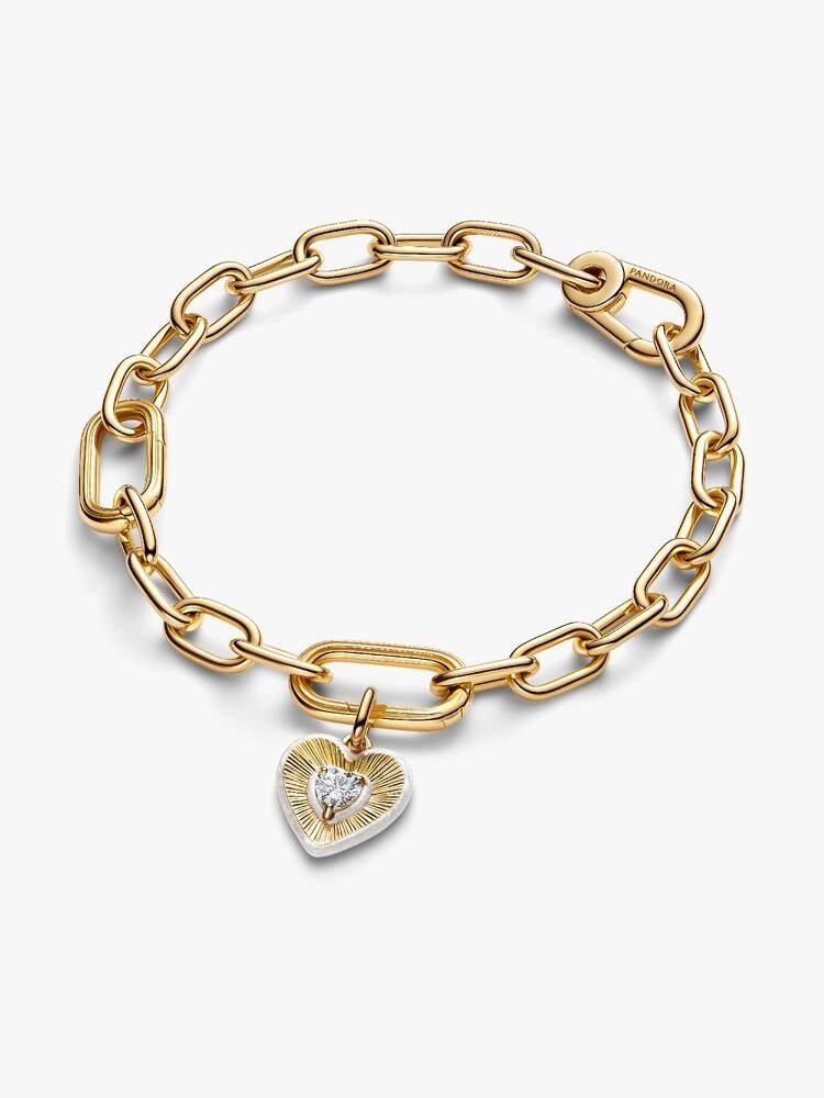 Radiating White Heart Medallion Charm - 14ct Gold Plated - 764409C01