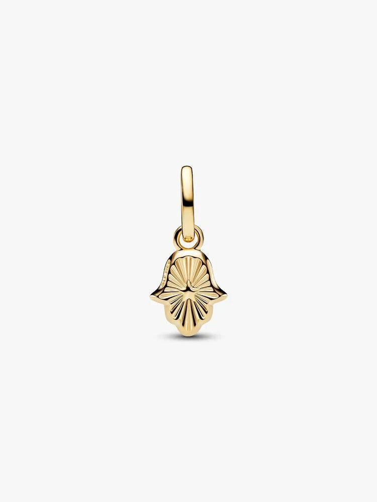 Green Hamsa Hand Mini Dangle Charm - 14ct Gold Plating