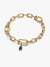 Green Hamsa Hand Mini Dangle Charm - 14ct Gold Plating