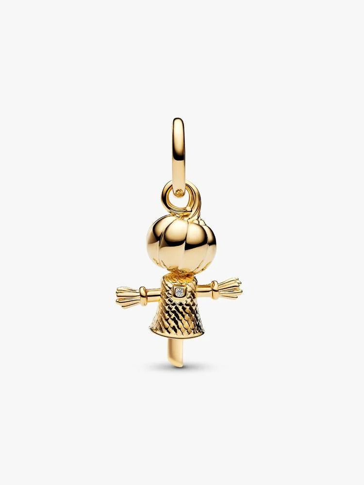Pumpkin Scarecrow Dangle Charm - 14ct Gold Plating