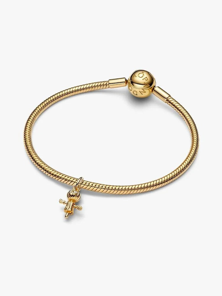 Pumpkin Scarecrow Dangle Charm - 14ct Gold Plating