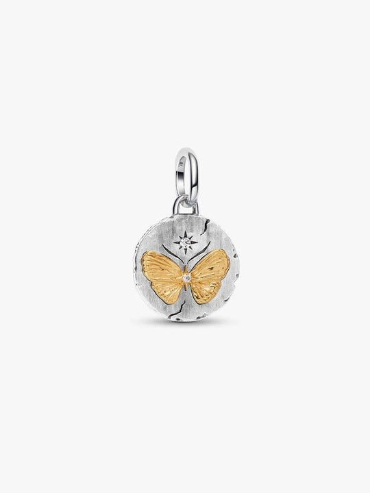 Butterfly Medallion Charm - Sterling Silver/14ct Gold Plating