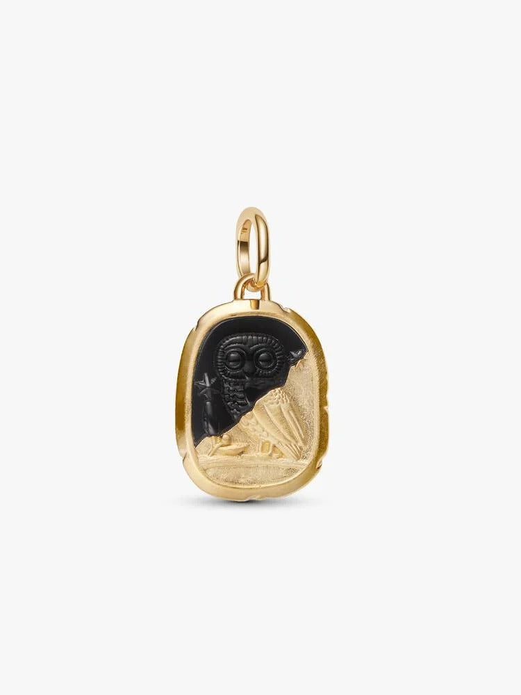 Owl Medallion Charm - 14ct Gold Plating