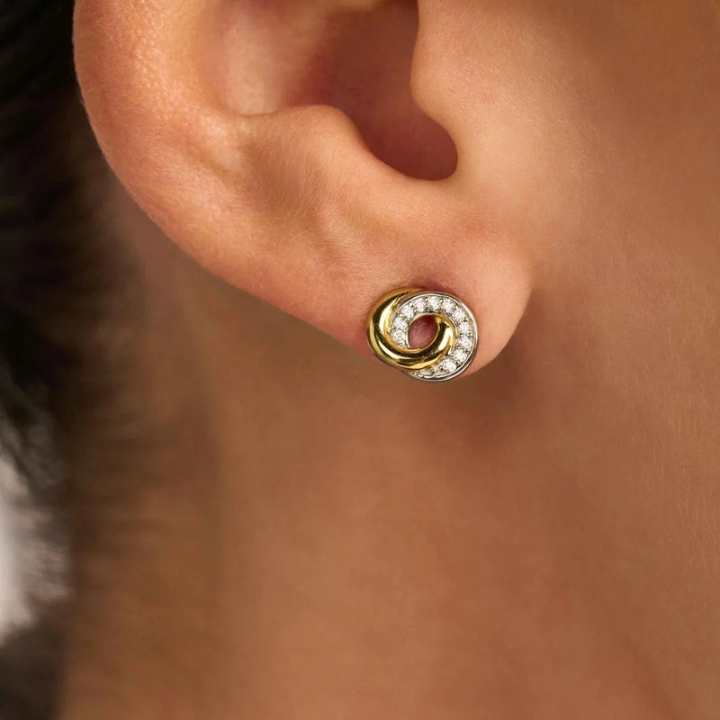 Milano CZ Infinity Stud Earrings - Gold/Silver - 7784ZY
