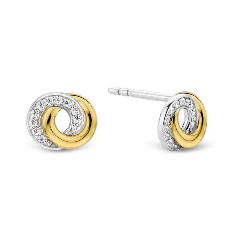 Milano CZ Infinity Stud Earrings - Gold/Silver - 7784ZY