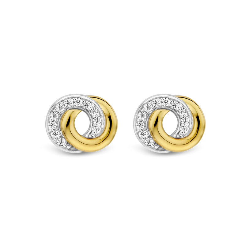 Milano CZ Infinity Stud Earrings - Gold/Silver - 7784ZY