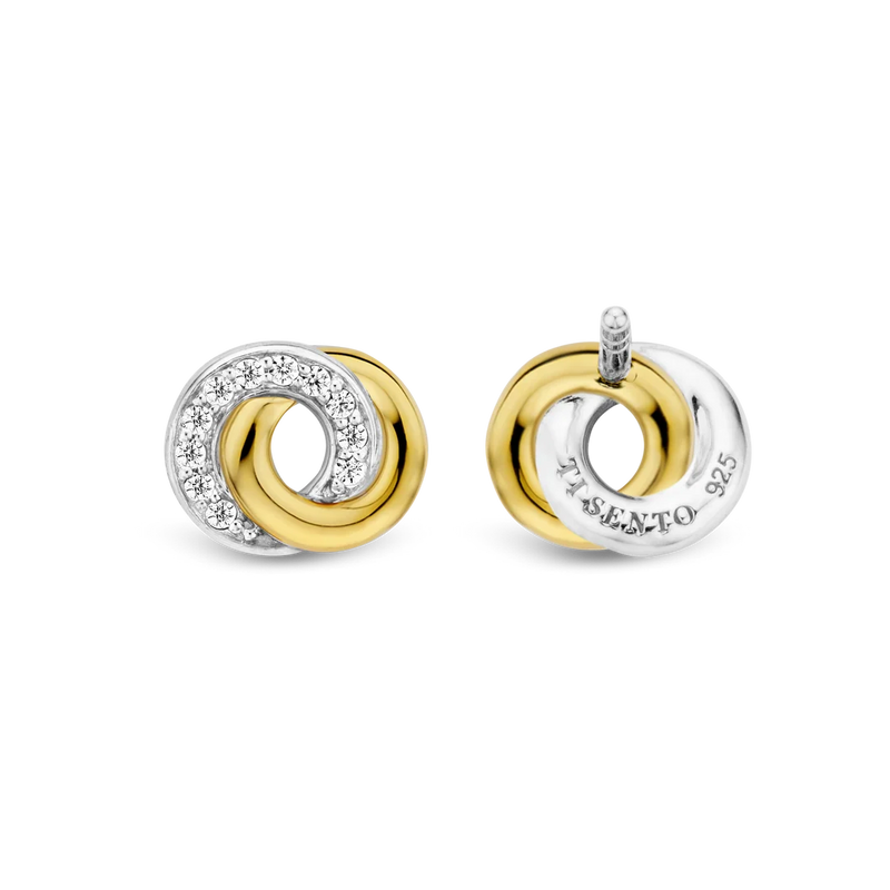 Milano CZ Infinity Stud Earrings - Gold/Silver - 7784ZY