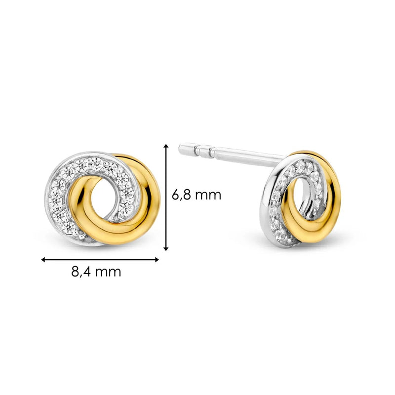 Milano CZ Infinity Stud Earrings - Gold/Silver - 7784ZY