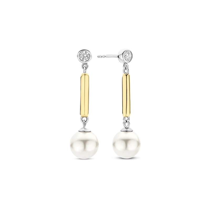 Milano Pearl Drop Earrings - Gold/Silver - 78011YP