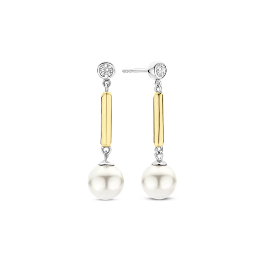 Milano Pearl Drop Earrings - Gold/Silver - 78011YP