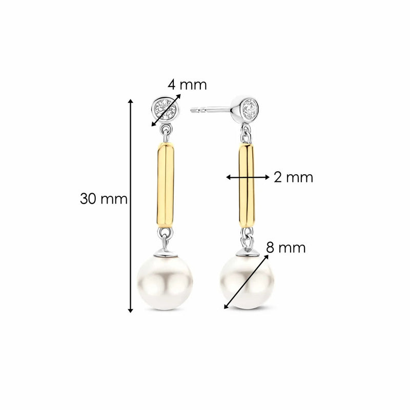 Milano Pearl Drop Earrings - Gold/Silver - 78011YP