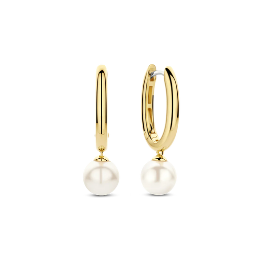 Milano Pearl Drop Hoop Earrings - Gold - 78043YP