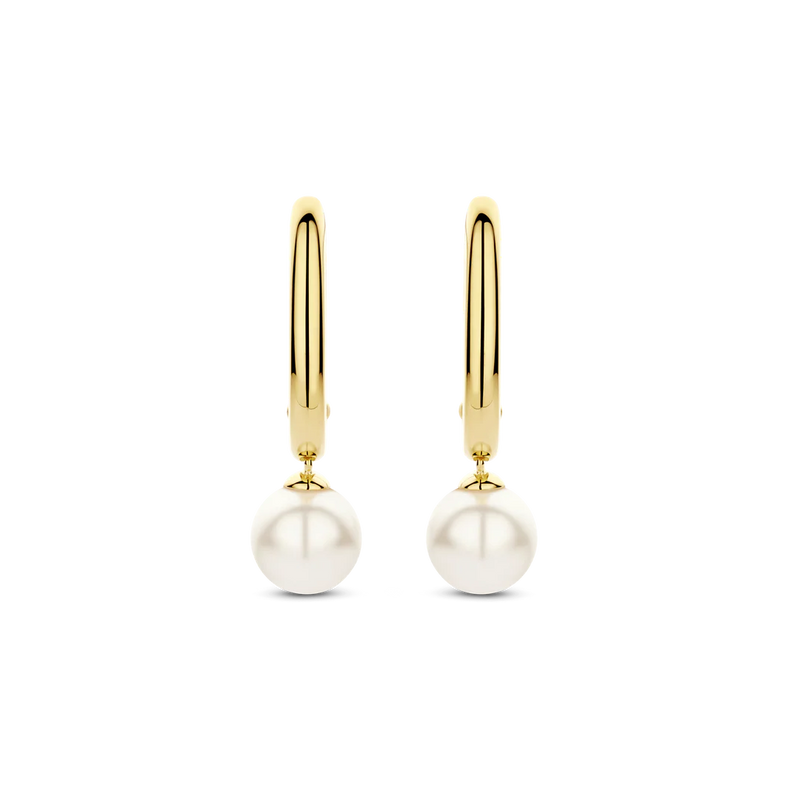 Milano Pearl Drop Hoop Earrings - Gold - 78043YP