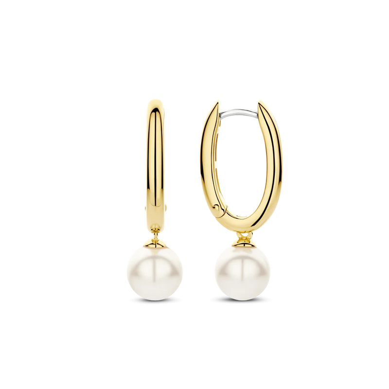 Milano Pearl Drop Hoop Earrings - Gold - 78043YP