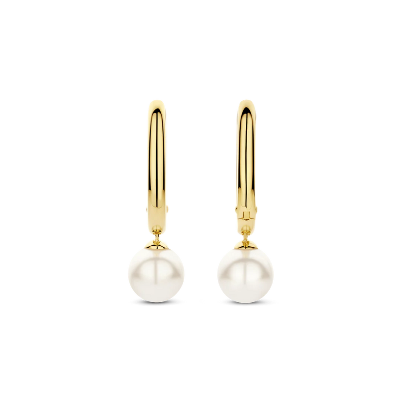 Milano Pearl Drop Hoop Earrings - Gold - 78043YP