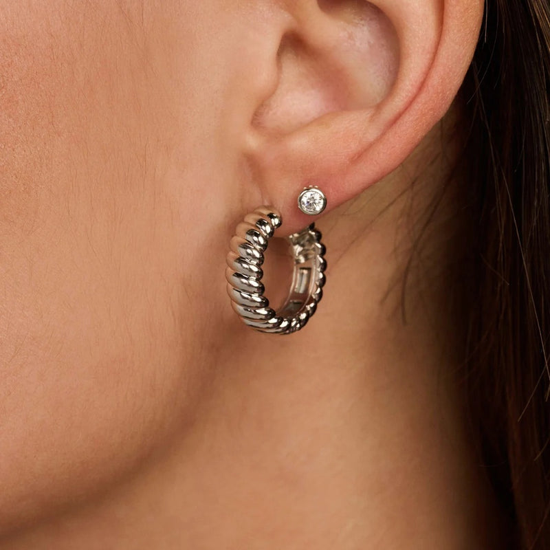 Classic Round Zirconia Earstuds - Silver