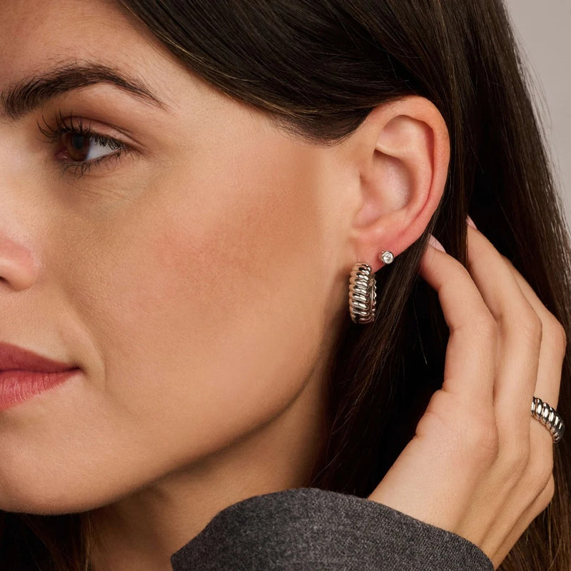Classic Round Zirconia Earstuds - Silver