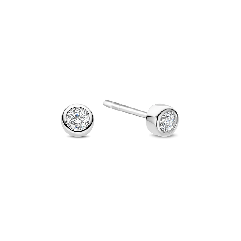 Classic Round Zirconia Earstuds - Silver