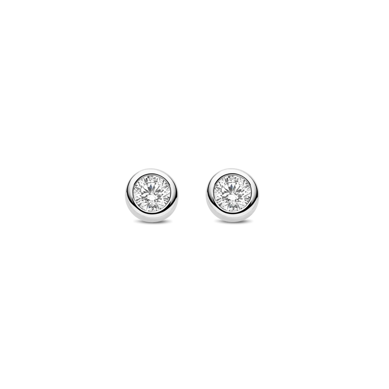 Classic Round Zirconia Earstuds - Silver