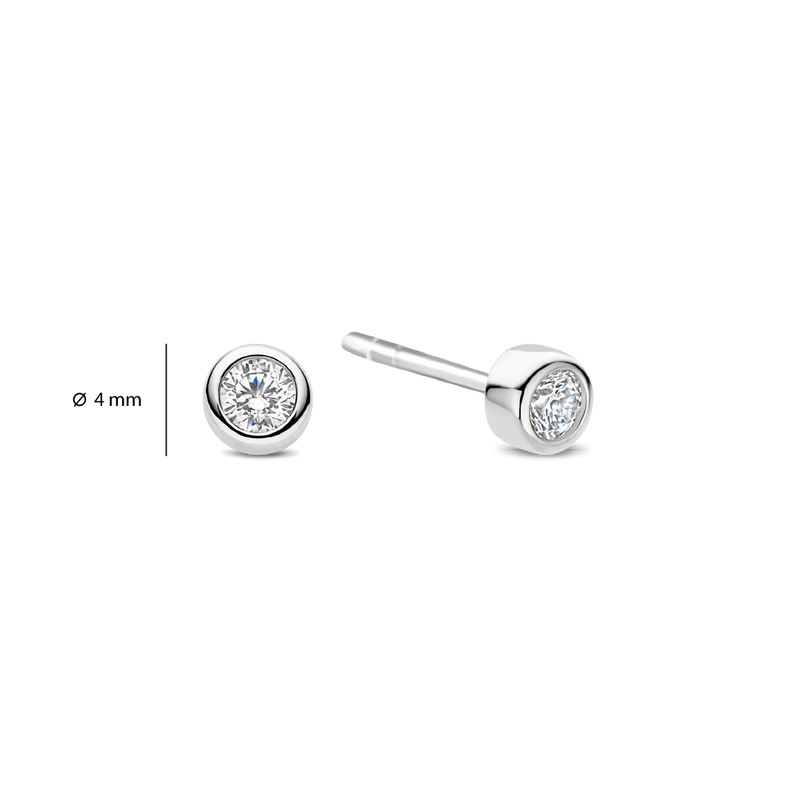 Classic Round Zirconia Earstuds - Silver
