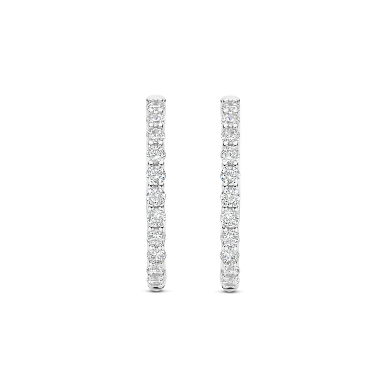 Tennis Large Hoop Earrings - Silver - 78077ZI